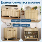 Buffet de rangement 33", armoire de bar à café cannelée avec poignées dorées, meuble console média en bois, desserte d'appoint pour salon, cuisine, maison