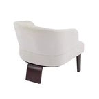 Fauteuil moderne avec dossier rond et pieds en bois, d'inspiration Mid-Century, pour salon