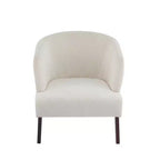 Fauteuil moderne avec dossier rond et pieds en bois, d'inspiration Mid-Century, pour salon