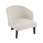 Fauteuil moderne avec dossier rond et pieds en bois, d'inspiration Mid-Century, pour salon