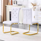 Set of 2 Retro Alligator Skin Upholstered Dining Chairs with Gold Plated Legs