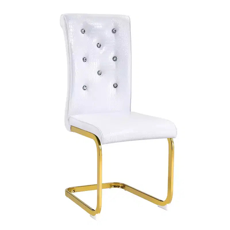 Lot de 2 chaises de salle à manger rétro en similicuir façon alligator avec pieds dorés