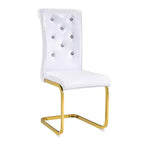 Lot de 2 chaises de salle à manger rétro en similicuir façon alligator avec pieds dorés