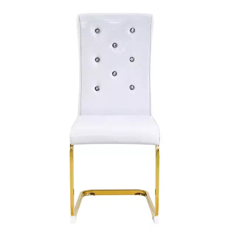 Lot de 2 chaises de salle à manger rétro en similicuir façon alligator avec pieds dorés