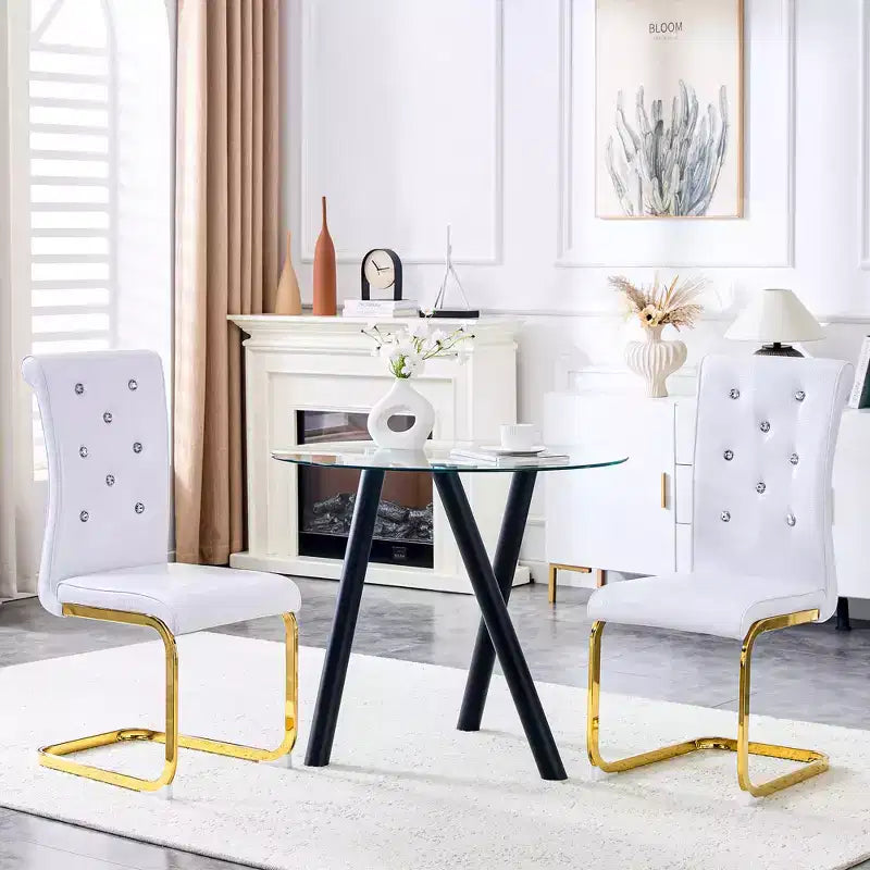 Lot de 2 chaises de salle à manger rétro en similicuir façon alligator avec pieds dorés