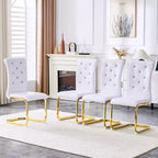 Lot de 2 chaises de salle à manger rétro en similicuir façon alligator avec pieds dorés
