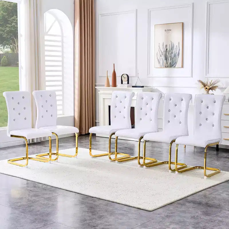 Lot de 2 chaises de salle à manger rétro en similicuir façon alligator avec pieds dorés