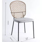 Lot de 4 chaises de salle à manger avec motif sennit noir et gris, adaptées pour la salle à manger ou le café