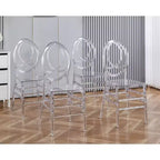 Set of 4 Wedding or Dining Chairs with Plastic Seats, Durable and Easy to Assemble