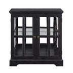 Vitrine d'exposition LED antique avec portes persiennes, étagères réglables et contrôle Bluetooth pour un design rétro