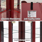 Vitrine d'angle en verre avec éclairage, décorations sculptées et étagères réglables pour bar ou cave à vin