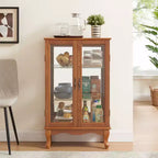 Vitrine à 2 portes avec portes en verre trempé, panneau arrière miroir, étagères réglables et éclairage pour le bureau à domicile