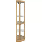 Vitrine d'angle éclairée avec étagères en verre réglables et dispositif anti-basculement pour collections d'antiquités
