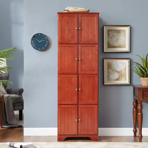 72-Inch Tall Storage Cabinet with 8 Doors and 4 Shelves for Living Room, Kitchen, or Office