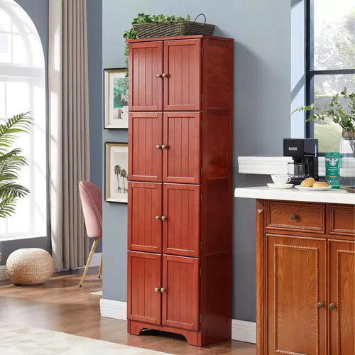 Armoire de rangement haute de 183 cm avec 8 portes et 4 étagères pour salon, cuisine ou bureau