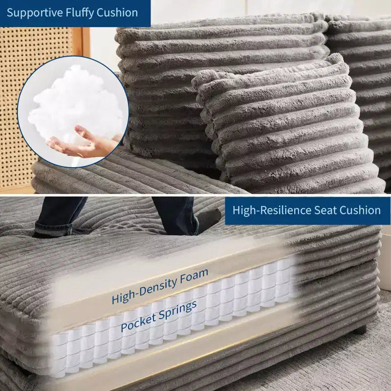 COZONY 60 Grand fauteuil inclinable en velours côtelé, canapé de lecture profond avec porte-gobelet et oreillers décoratifs pour le salon ou la chambre à coucher