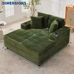 COZONY 60 Grand fauteuil inclinable en velours côtelé, canapé de lecture profond avec porte-gobelet et oreillers décoratifs pour le salon ou la chambre à coucher