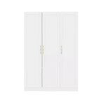 Armoire 3 portes blanche Famapy : Poignées en céramique florales + Espaces penderie et rangement. Dressing spacieux pour chambres.
