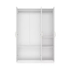 Armoire 3 portes blanche Famapy : Poignées en céramique florales + Espaces penderie et rangement. Dressing spacieux pour chambres.
