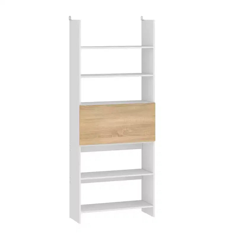 Étagère murale et présentoir blanc Famapy avec bureau rabattable et éclairage LED
