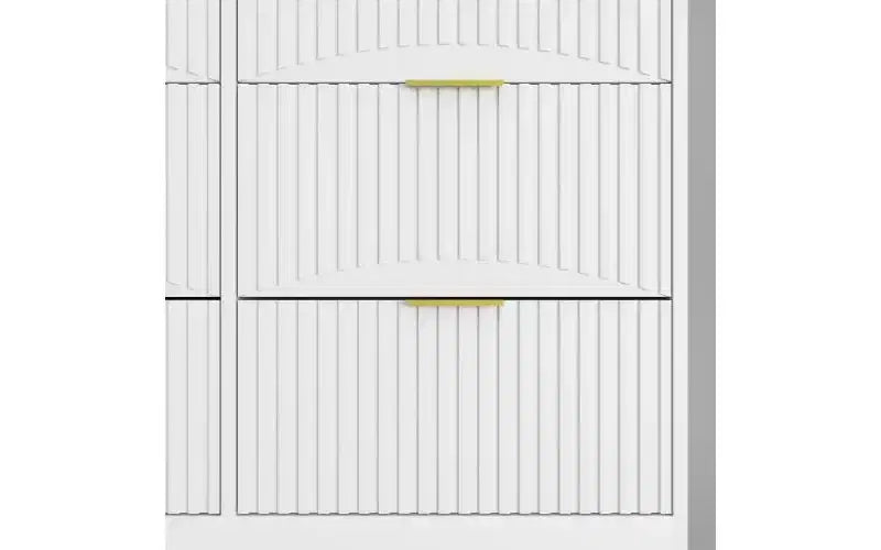 JVNOXK Grande commode en bois à neuf tiroirs de 160 cm, avec neuf tiroirs profonds, idéale pour les chambres à coucher. Façades de tiroirs à motif ondulé. Blanc