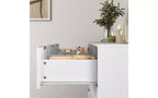 JVNOXK Grande commode en bois à neuf tiroirs de 160 cm, avec neuf tiroirs profonds, idéale pour les chambres à coucher. Façades de tiroirs à motif ondulé. Blanc