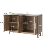 MAYEERTY Buffet Bahut avec 4 Portes Sculptées et Étagère Réglable pour Salon, Cuisine, Salle à Manger Noyer