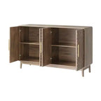 MAYEERTY Buffet Bahut avec 4 Portes Sculptées et Étagère Réglable pour Salon, Cuisine, Salle à Manger Noyer