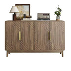 MAYEERTY Buffet Bahut avec 4 Portes Sculptées et Étagère Réglable pour Salon, Cuisine, Salle à Manger Noyer