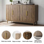 MAYEERTY Buffet Bahut avec 4 Portes Sculptées et Étagère Réglable pour Salon, Cuisine, Salle à Manger Noyer