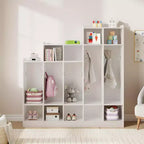Vestiaire de classe à 5 sections avec 9 casiers, Organisateur de rangement pour garderie avec 10 crochets pour la maison, l'école, la crèche, la maternelle