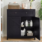 MAYEERTY Buffet de cuisine avec tiroir, étagère réglable et portes coulissantes, meuble d'appoint pour salon, noir