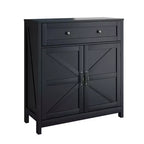 MAYEERTY Buffet de cuisine avec tiroir, étagère réglable et portes coulissantes, meuble d'appoint pour salon, noir