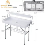 Table réfrigérante pliable pour enfants avec rangement et drain Glacière d'extérieur pour fêtes, camping, pique-nique, barbecue, mariage, bar self-service, avec jupe