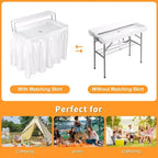 Table réfrigérante pliable pour enfants avec rangement et drain Glacière d'extérieur pour fêtes, camping, pique-nique, barbecue, mariage, bar self-service, avec jupe