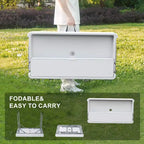 Table réfrigérante pliable pour enfants avec rangement et drain Glacière d'extérieur pour fêtes, camping, pique-nique, barbecue, mariage, bar self-service, avec jupe