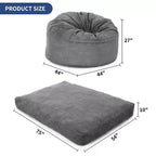 Canapé de sol convertible en matelas, grand pouf en velours côtelé avec lit, mousse souple haute densité, housse amovible lavable