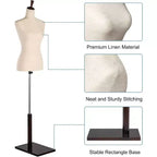 VINGLI Mannequin de couture femme, Buste de mannequin avec support en bois réglable pour présentation de robes, confection de vêtements, mannequin épinglable