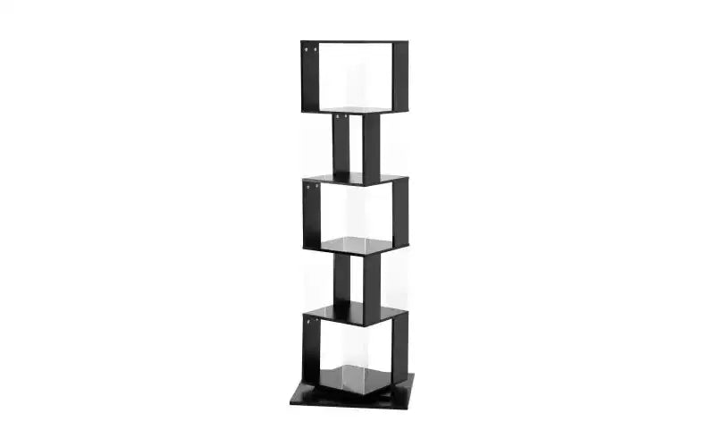JVNOXK Étagère à Livres Moderne Rotative à 360° en Acrylique, Bibliothèque Minimaliste à 5 Niveaux sur Pied, Adaptée au Salon ou à la Chambre, Noir