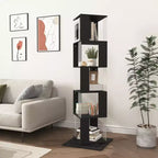 JVNOXK Étagère à Livres Moderne Rotative à 360° en Acrylique, Bibliothèque Minimaliste à 5 Niveaux sur Pied, Adaptée au Salon ou à la Chambre, Noir