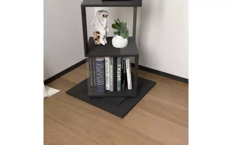 JVNOXK Étagère à Livres Moderne Rotative à 360° en Acrylique, Bibliothèque Minimaliste à 5 Niveaux sur Pied, Adaptée au Salon ou à la Chambre, Noir