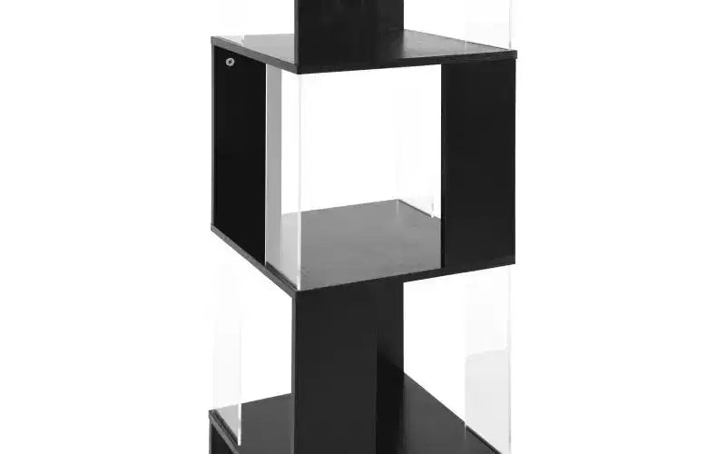 JVNOXK Étagère à Livres Moderne Rotative à 360° en Acrylique, Bibliothèque Minimaliste à 5 Niveaux sur Pied, Adaptée au Salon ou à la Chambre, Noir