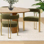 Ensemble de salle à manger ovale extensible 3-en-1 avec 6 chaises rembourrées en chenille et pieds en métal doré, Meuble de salle à manger polyvalent - Panipeachy