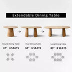 Ensemble de salle à manger ovale extensible 3-en-1 avec 6 chaises rembourrées en chenille et pieds en métal doré, Meuble de salle à manger polyvalent - Panipeachy