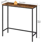ACOINEL 29.5 Table Console Étroite, Petite Table d'Appoint/Table de Canapé Fine pour Entrée, Table de Couloir Rustique Marron et Noir