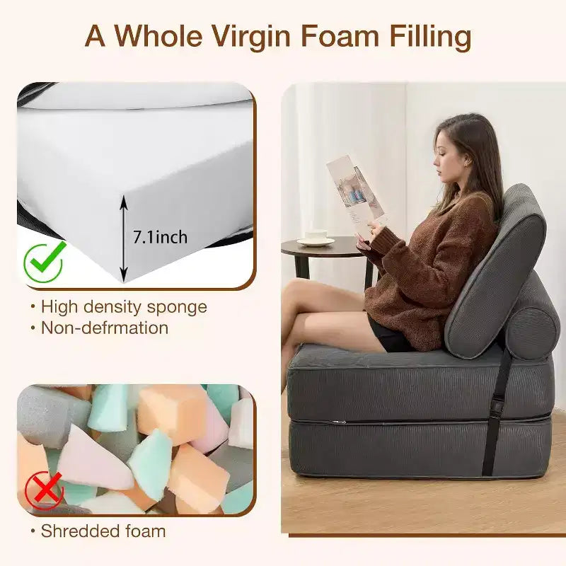 WARMOUNTS Canapé-lit pliant avec dossier réglable, fauteuil-lit portable pour salon et bureau