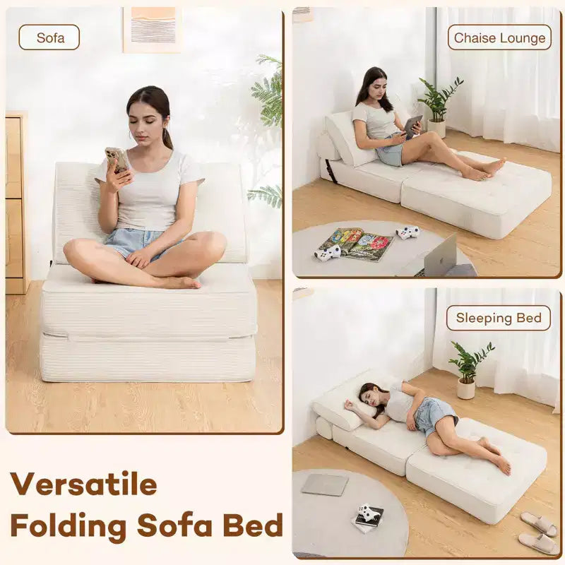 WARMOUNTS Canapé-lit pliant avec dossier réglable, fauteuil-lit portable pour salon et bureau