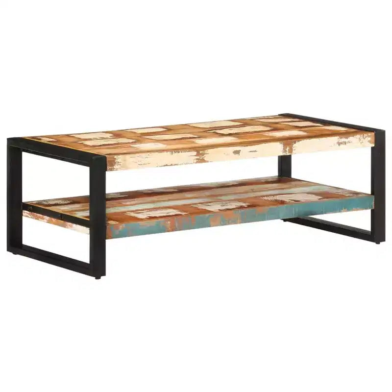 vidaXL Table basse Bois de récupération massif mélangé et fer enduit de poudre