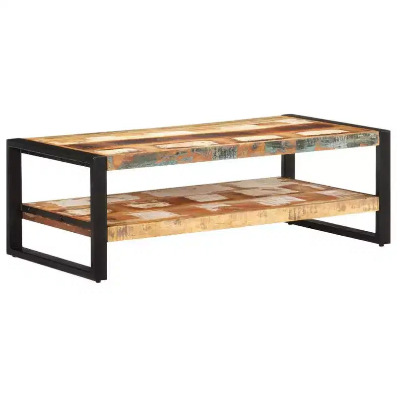 vidaXL Table basse Bois de récupération massif mélangé et fer enduit de poudre