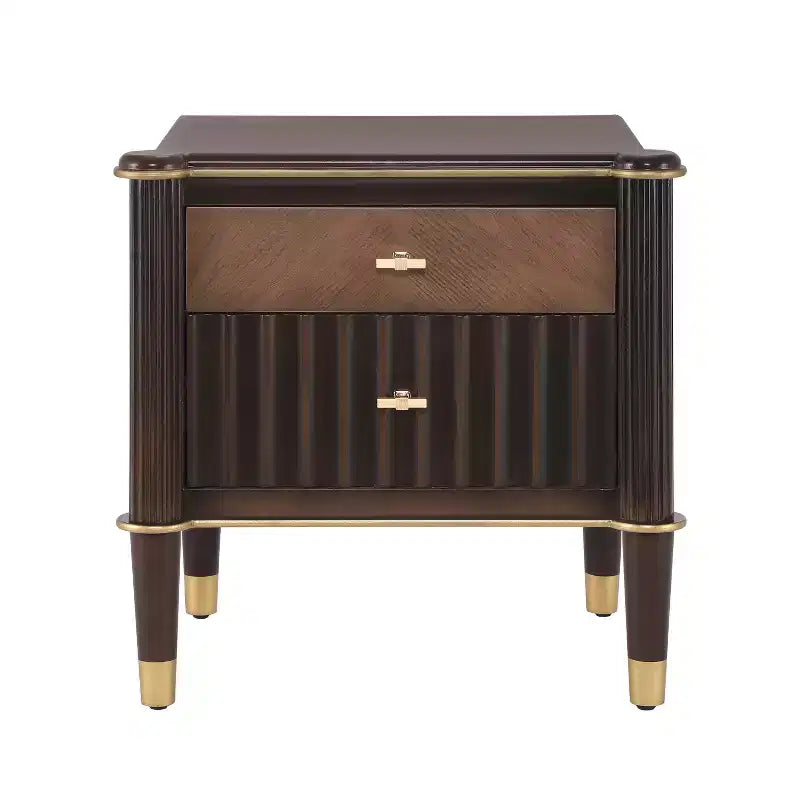 Christopher Knight Home Denka Table de chevet à 2 tiroirs rembourrée en similicuir vieilli